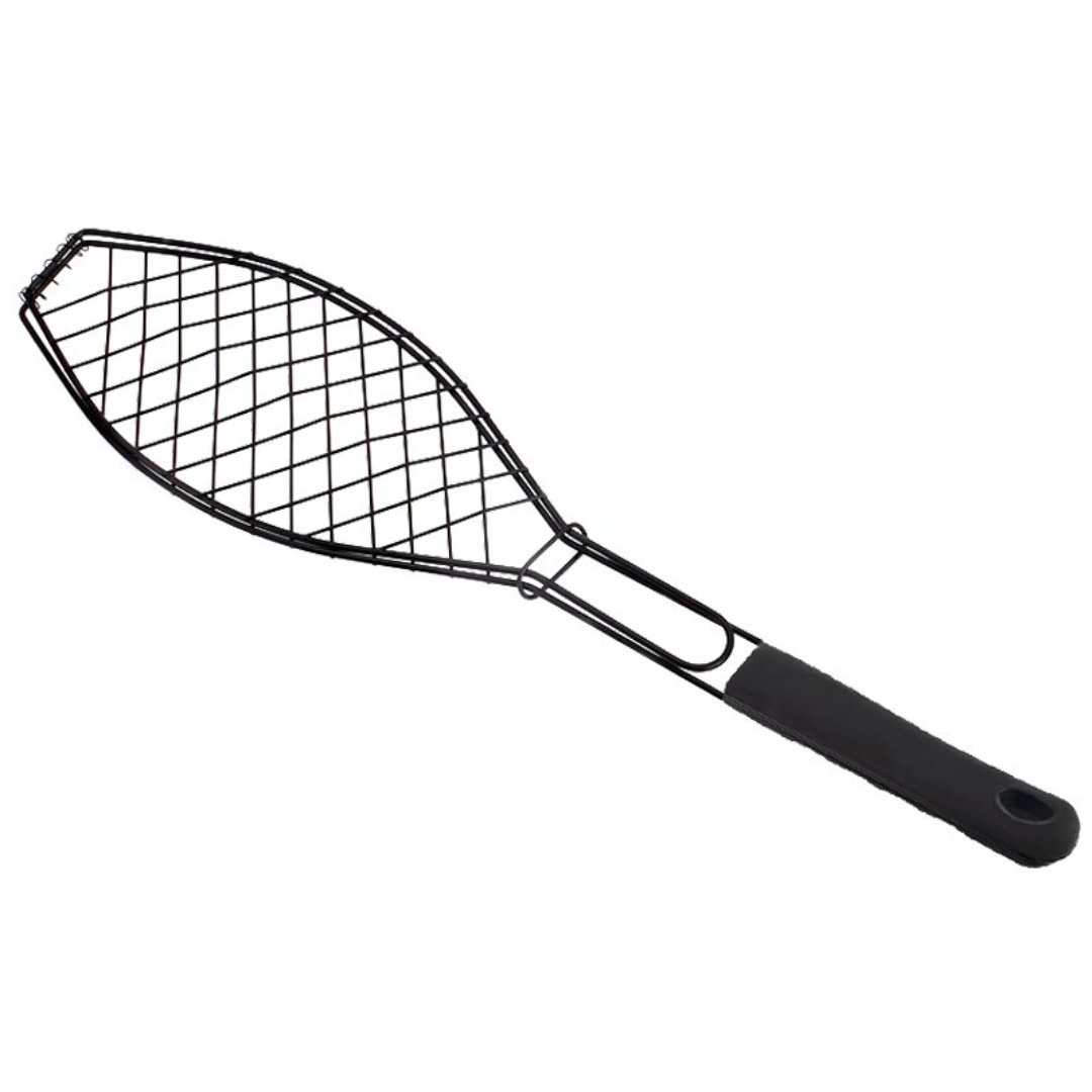 Imagem ilustrativa para Grelha para peixe antiaderente com cabo emborrachado P30xL54xA1,8cm preta