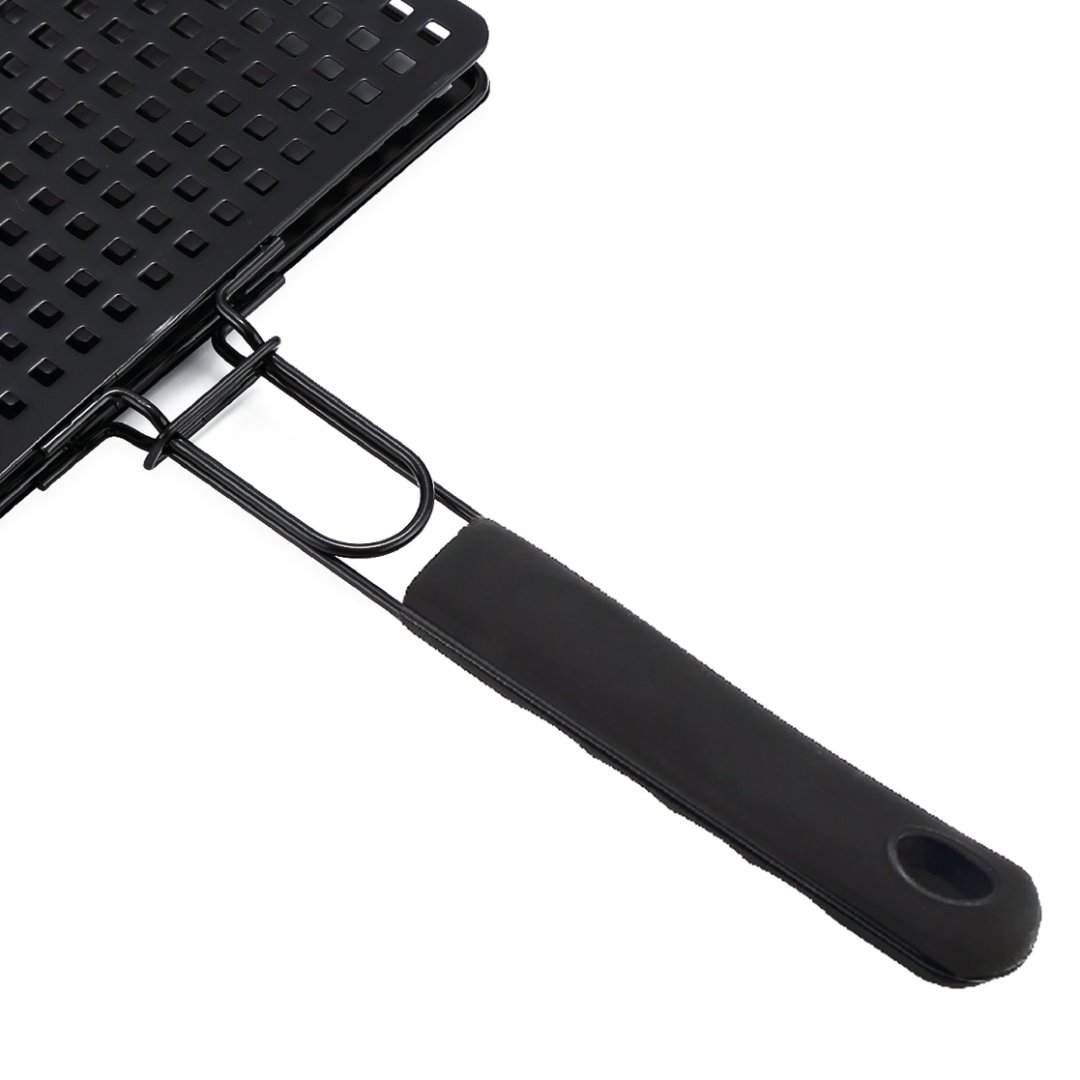 Fotografia para o produto Grelha retangular antiaderente com cabo emborrachado L40xP28xA4cm cor preta