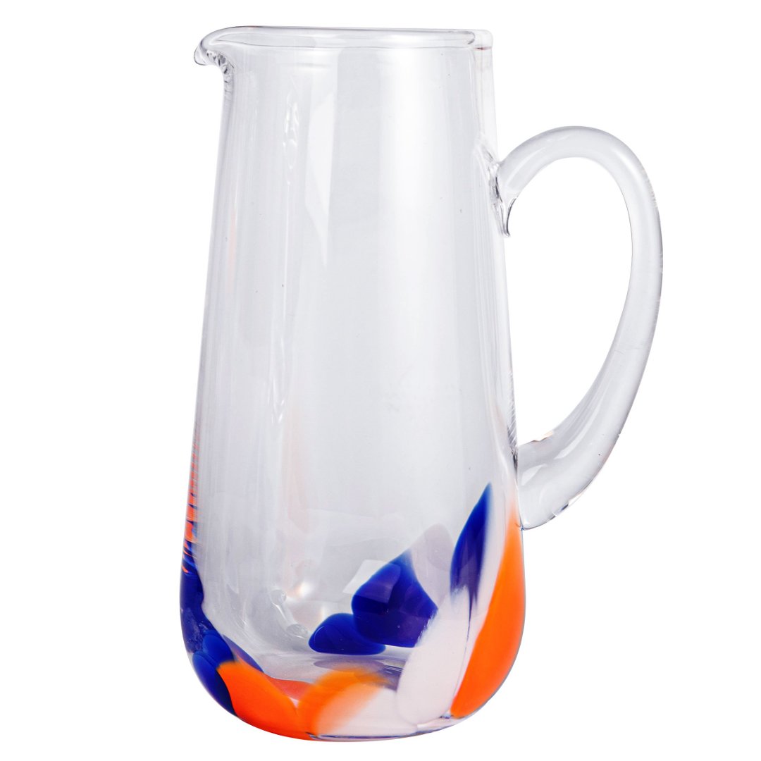 Imagem ilustrativa para Jarra em vidro 1,2L laranja/azul/branco