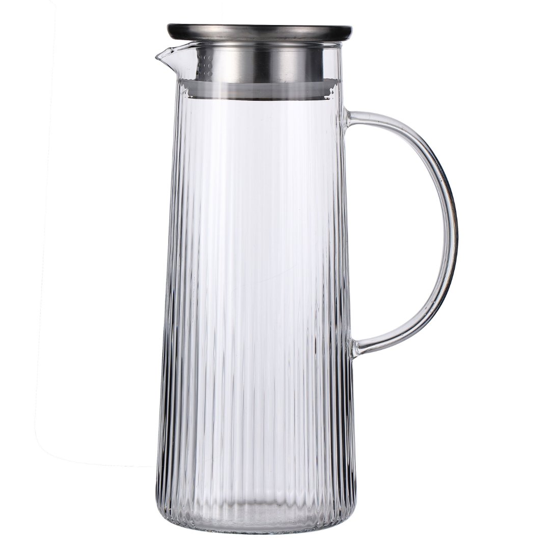 Imagem ilustrativa para Jarra Twinkle em vidro borossilicato canelado com tampa em aço inox 1,4L