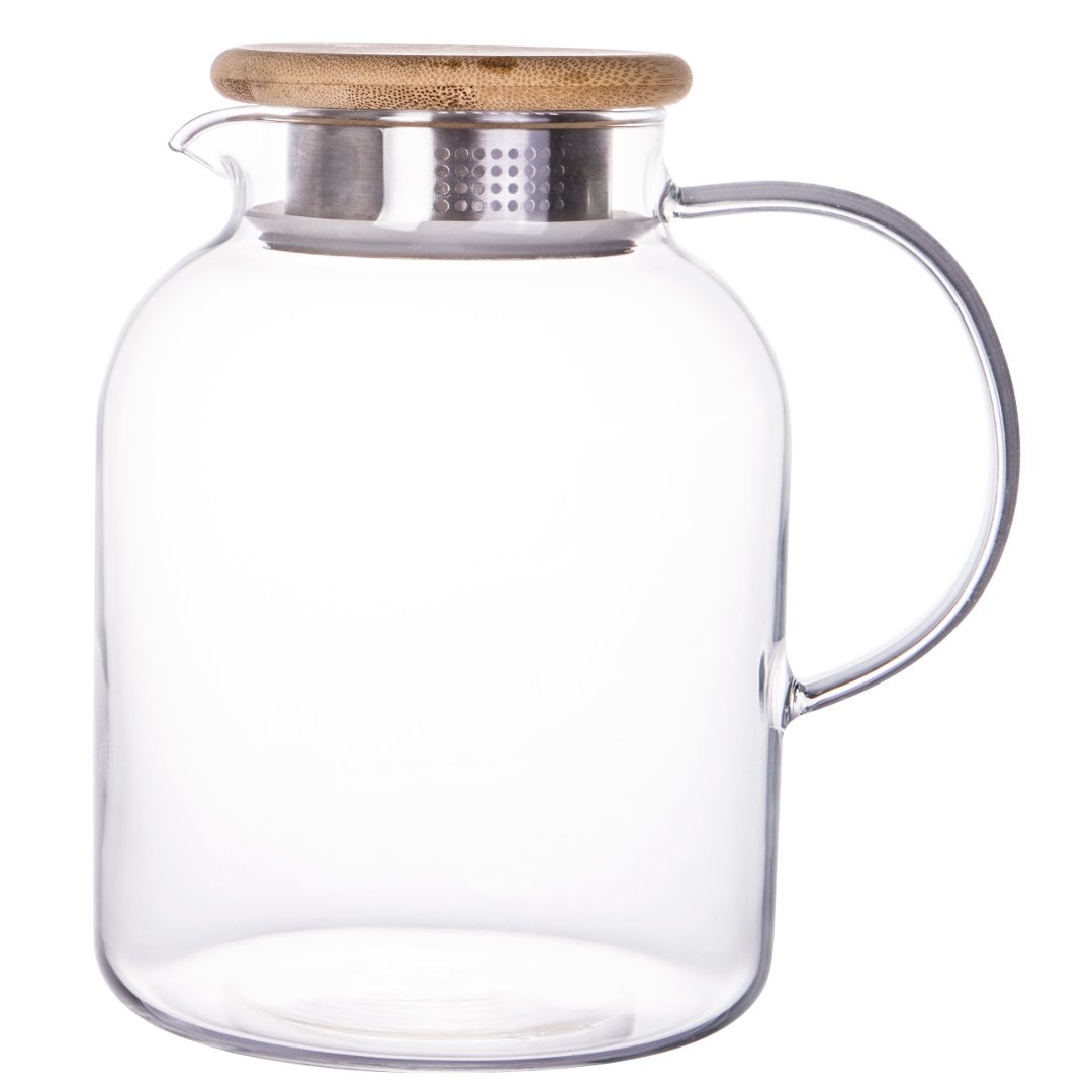 Imagem ilustrativa para Jarra em vidro borossilicato com tampa em bambu 1,8L