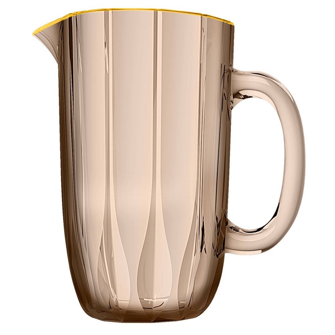 Imagem ilustrativa para Jarra em cristal ecológico com borda dourada 1,3L A20,2cm caramelo