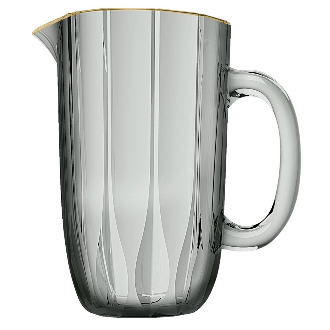 Imagem ilustrativa para Jarra em cristal ecológico com borda dourada 1,3L A20,2cm fumê