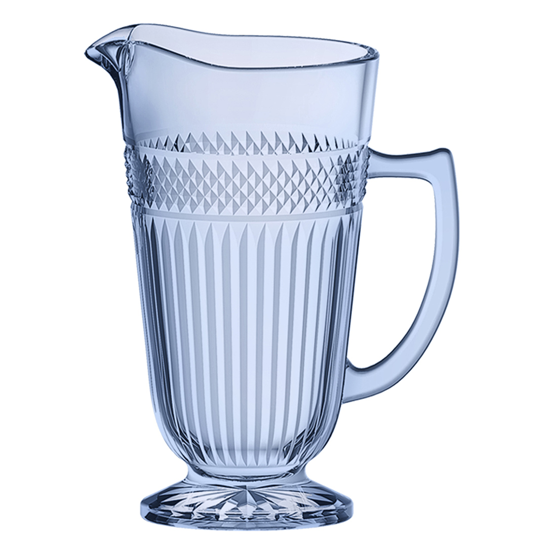 Imagem ilustrativa para Jarra em vidro com pé 1,2L cor azul luster