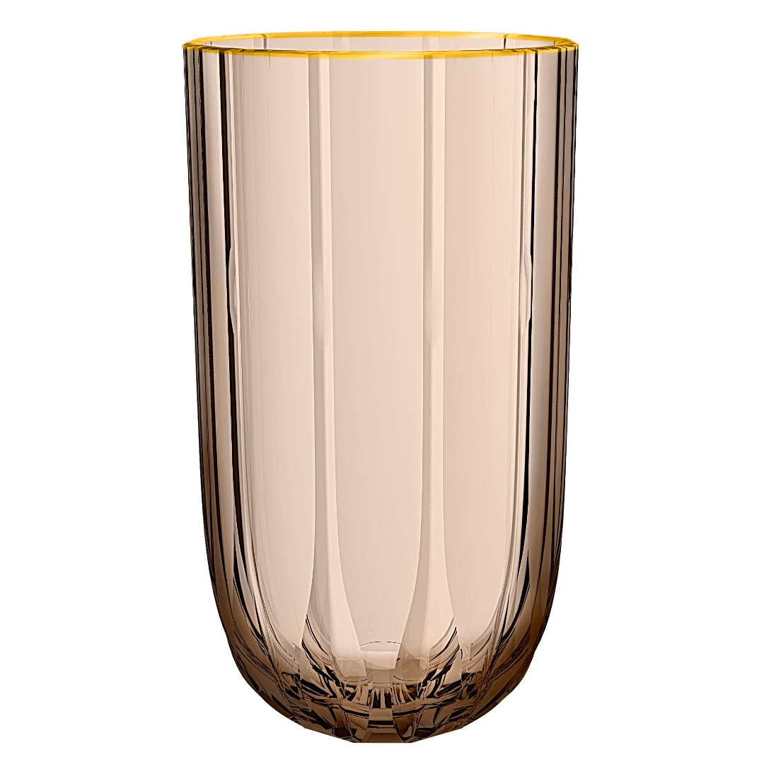 Fotografia para o produto Jogo 6 copos altos em vidro com borda dourada 400ml A13,5cm, cor caramelo