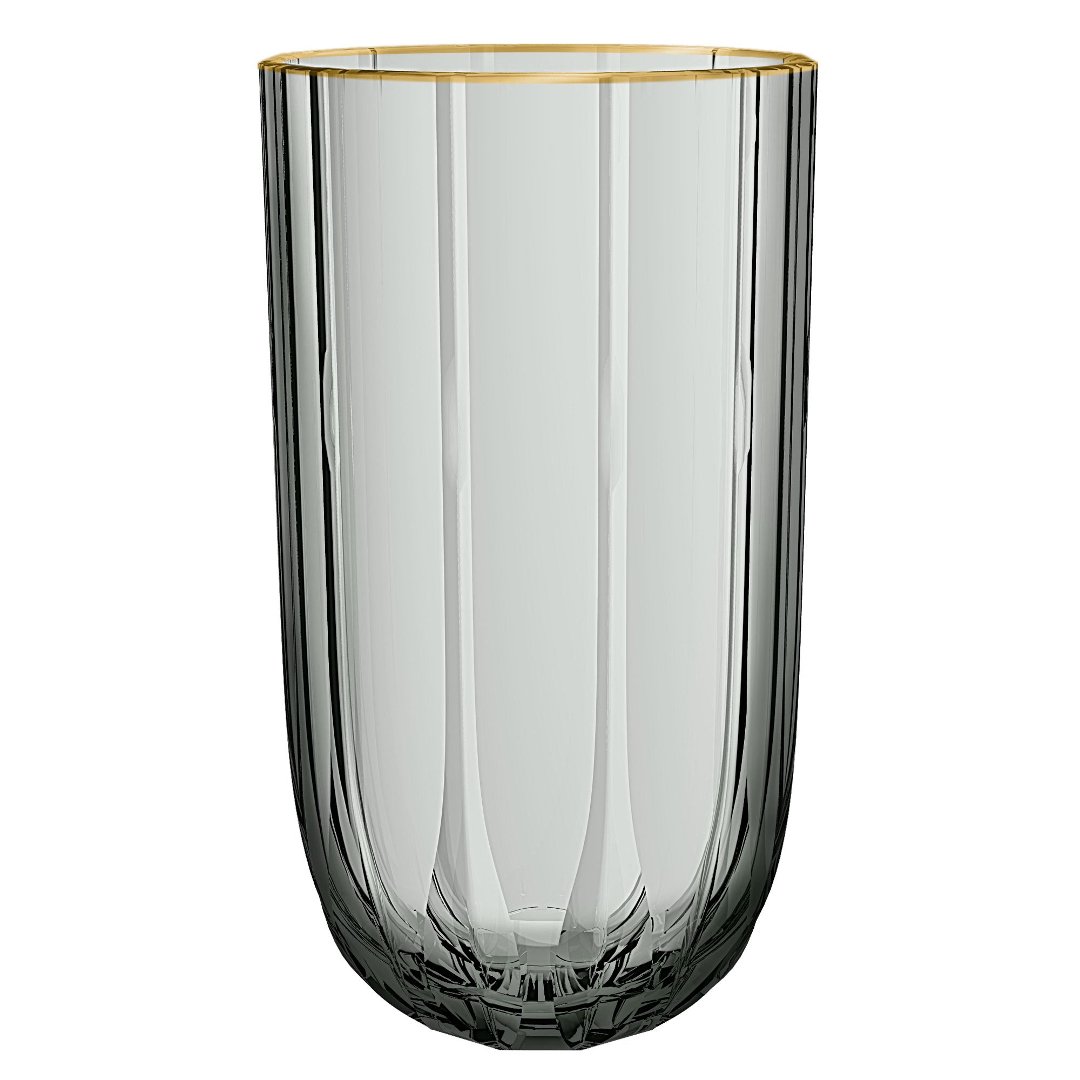 Fotografia para o produto Jogo 6 copos altos em vidro com borda dourada 400ml A13,5cm, cor fumê