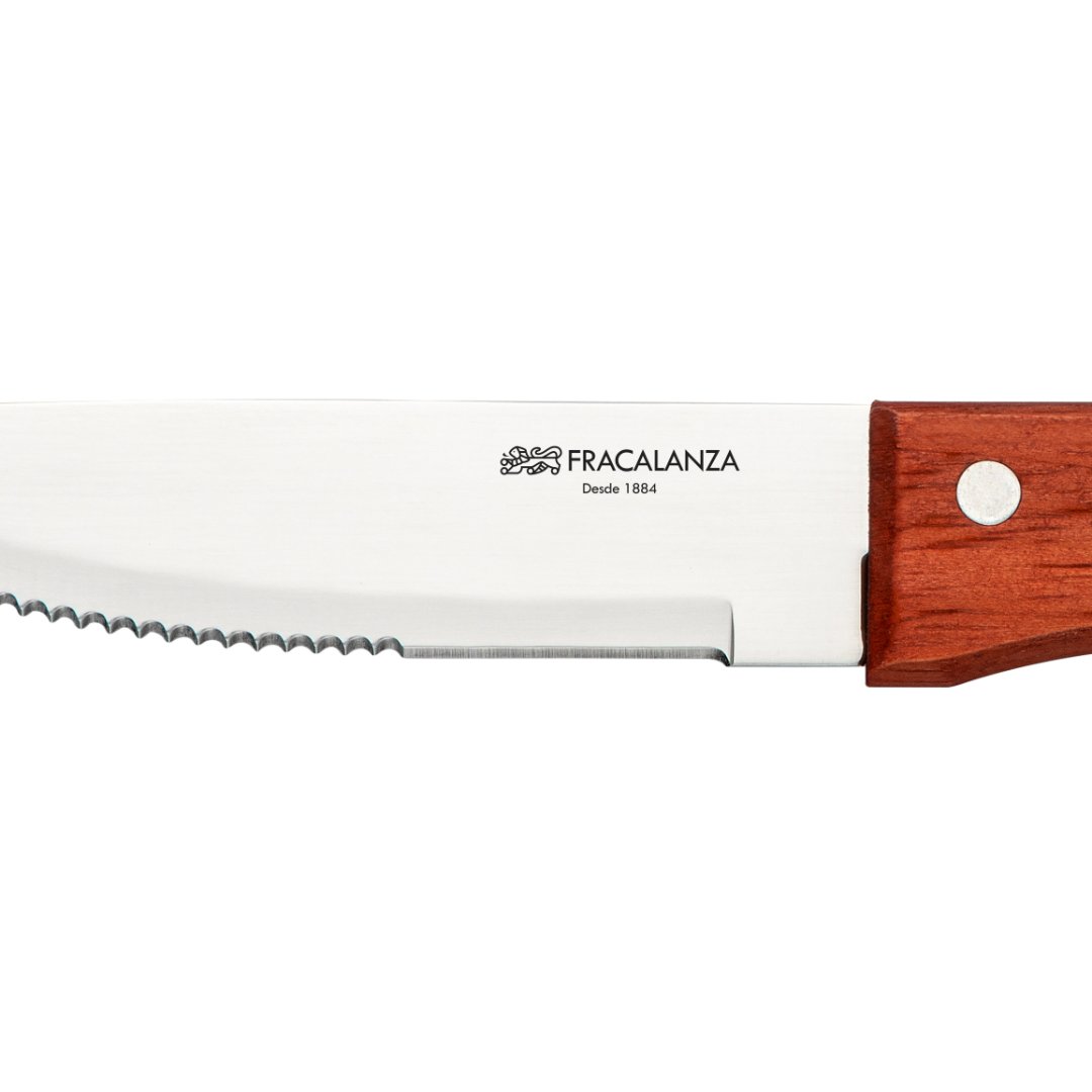 Fotografia para o produto Jogo 6 facas para churrasco em aço inox 1,5mm com cabo de madeira A24,8cm