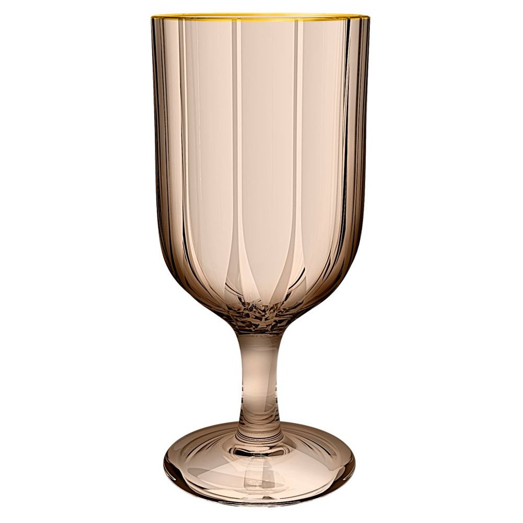 Fotografia para o produto Jogo 6 taças em vidro com borda dourada 330ml A17cm cor caramelo