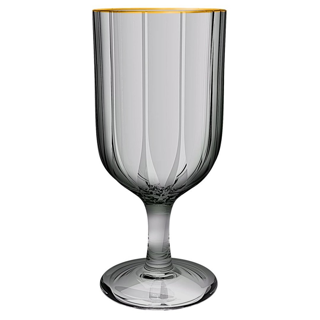 Imagem ilustrativa para Jogo de 6 taças em cristal ecológico com borda dourada 330ml A17cm fumê