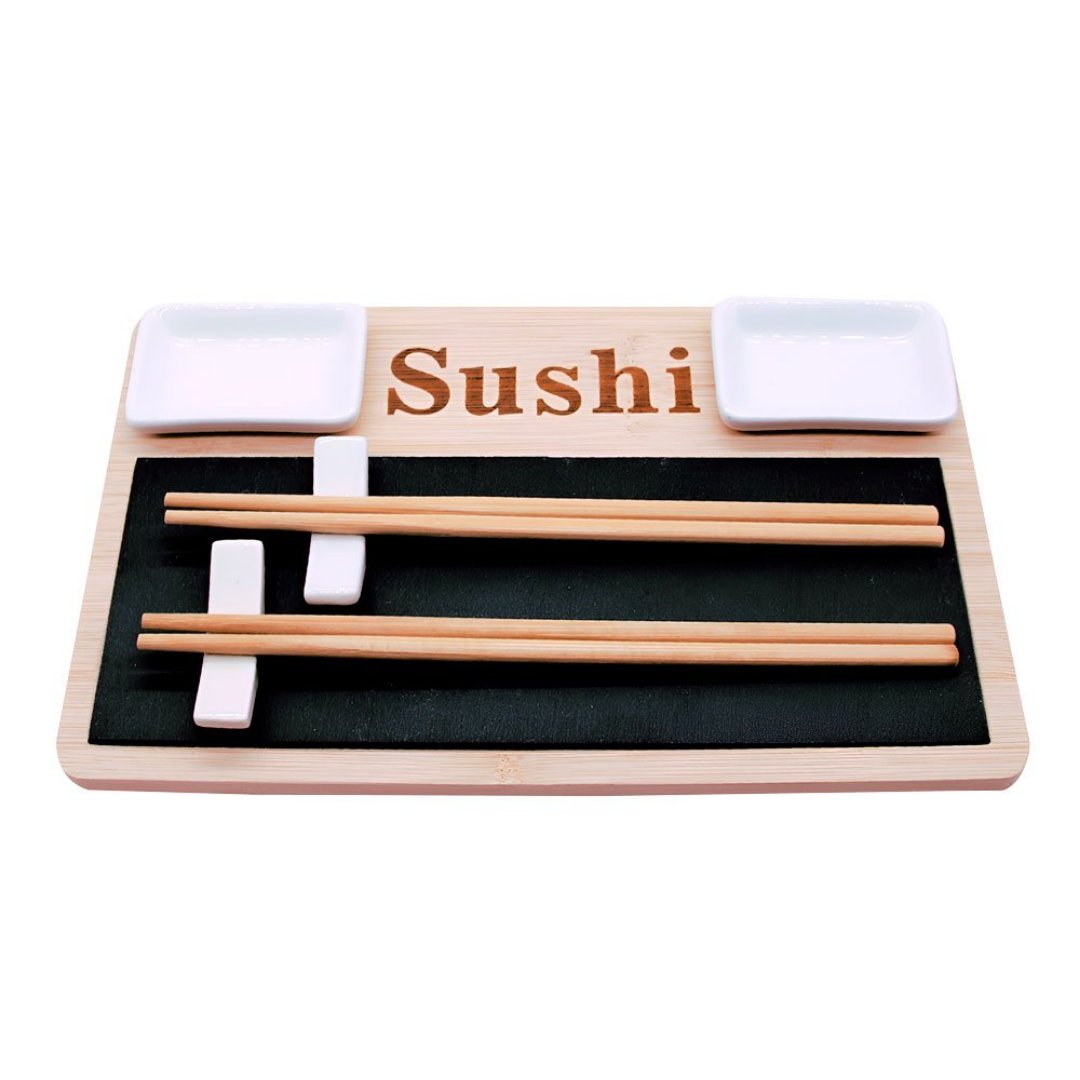 Imagem ilustrativa para Jogo de 10 peças para sushi em ardósia P18xL28,5xA3,1cm