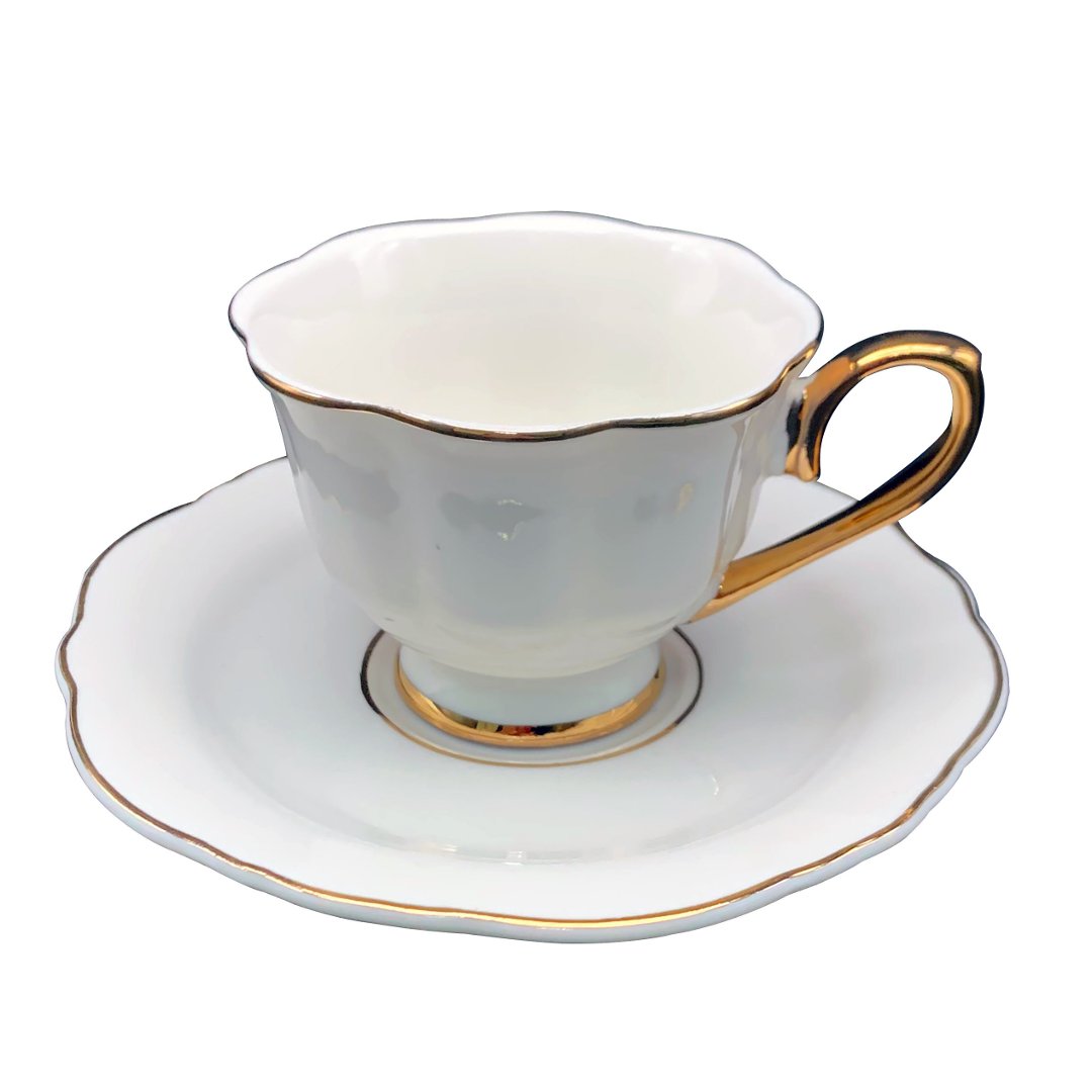 Imagem ilustrativa para Jogo de 12 pecas para café em new bone china com borda dourada 80ml branco