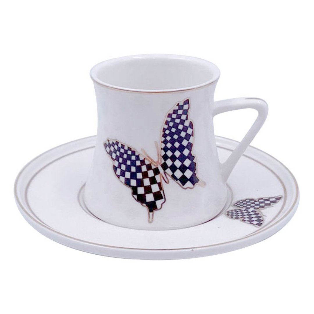 Fotografia para o produto Jogo de 12 peças para café Papillon em new bone china 80ml cor branca e dourado