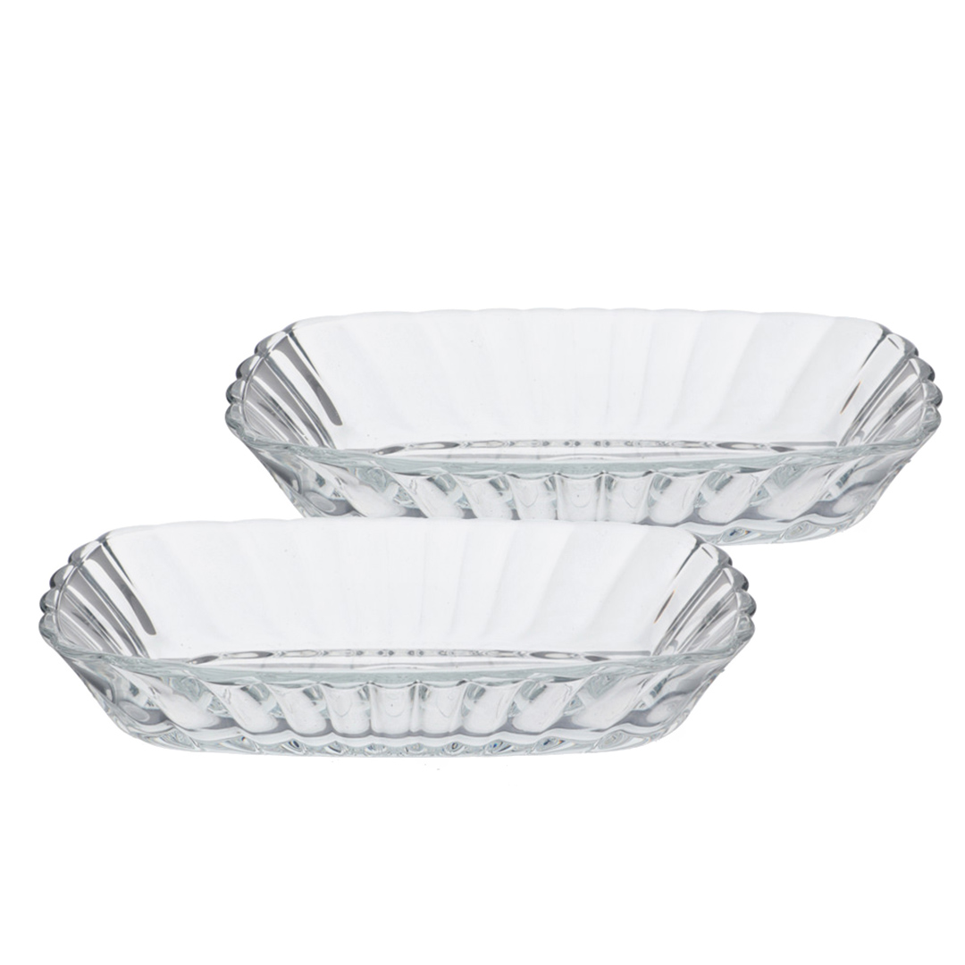 Imagem ilustrativa para Jogo de 2 bowls retangulares em vidro 190ml L16xP10xA3cm