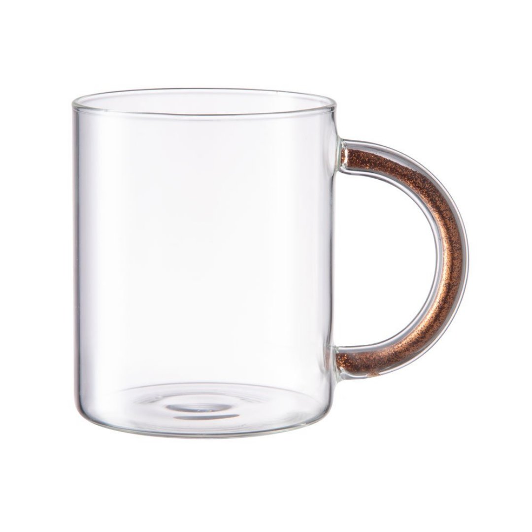 Imagem ilustrativa para Jogo de 2 canecas em vidro borossilicato alça com glitter 350ml