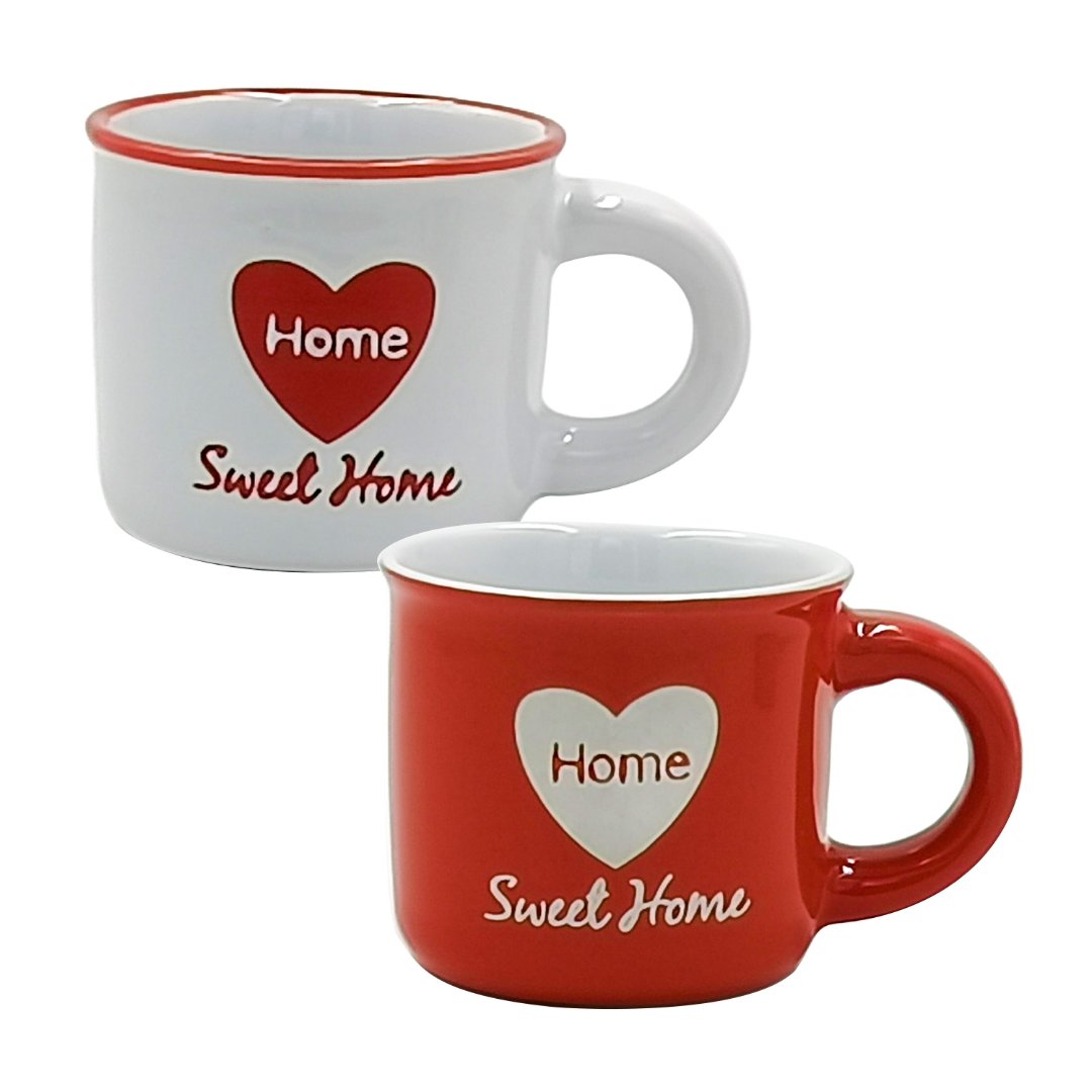 Fotografia para o produto Jogo de 2 canecas Love Coffee em porcelana 70ml A5cm cor vermelha e branca Fotografia para o produto Jogo de 2 canecas Love Coffee em porcelana 70ml A5cm cor vermelha e branca