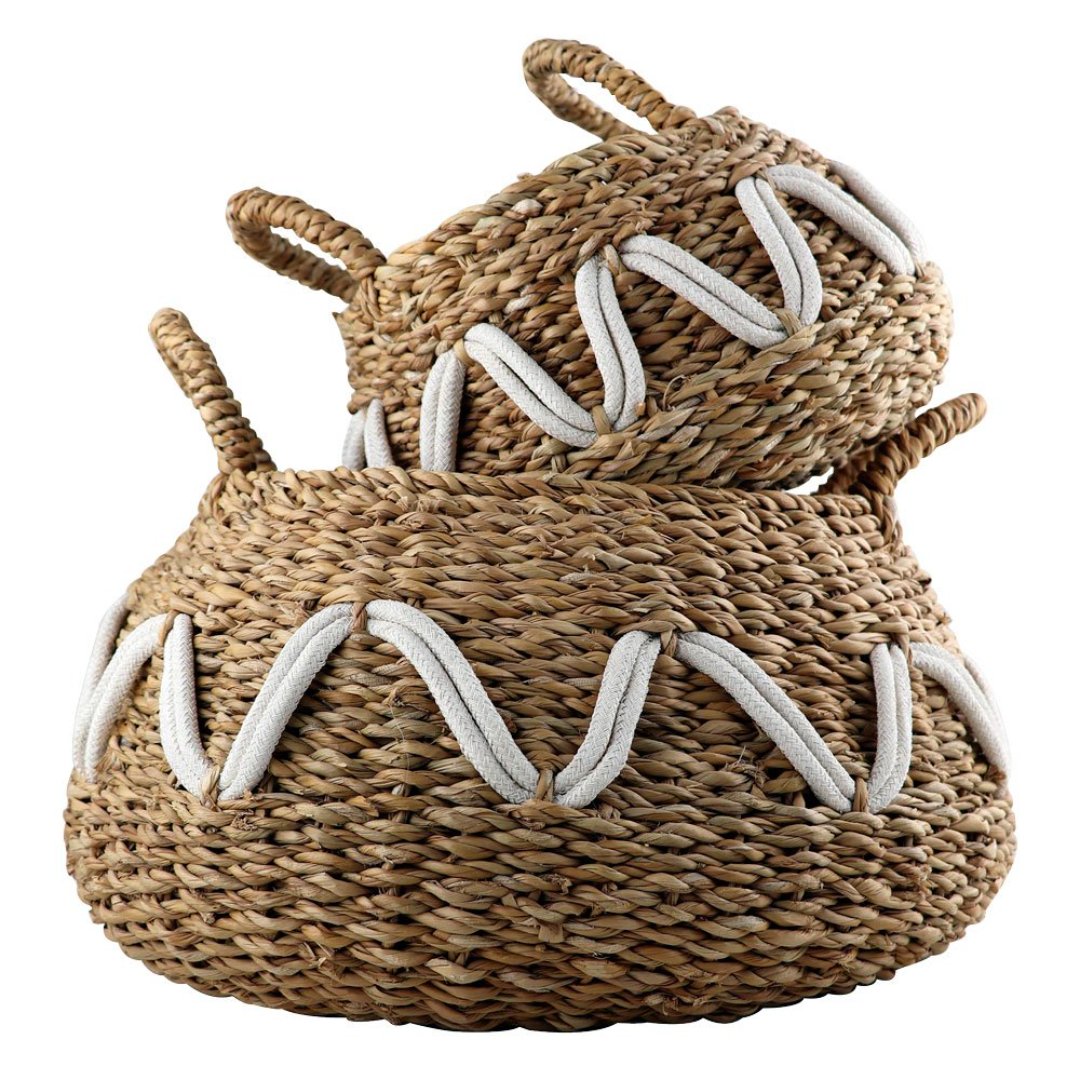 Fotografia para o produto Jogo de 2 cestas redondas Mundi em fibra natural com alca D32xA15/D26xA13