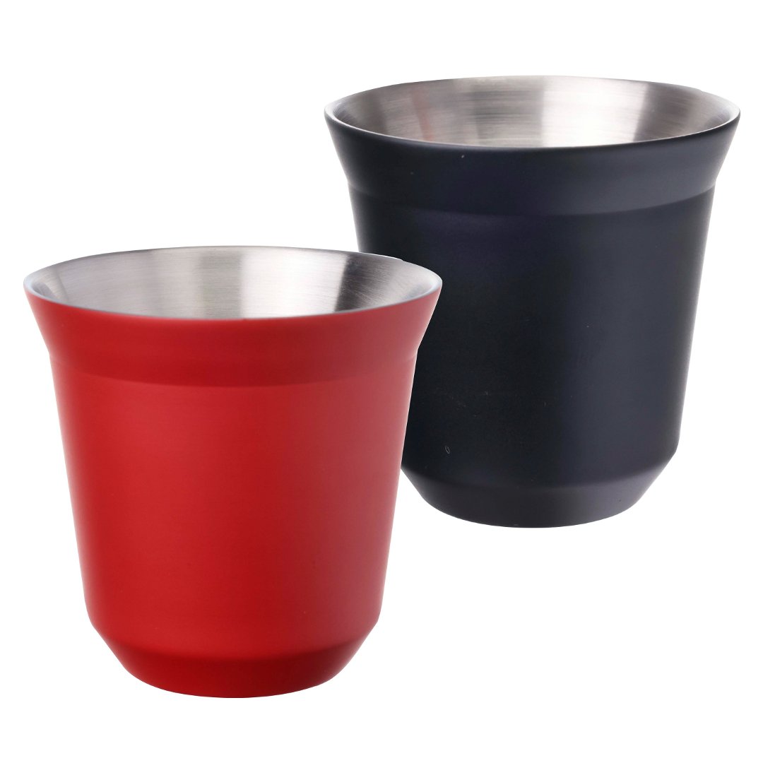 Imagem ilustrativa para Jogo de 2 copos em aço inox com parede dupla 80ml