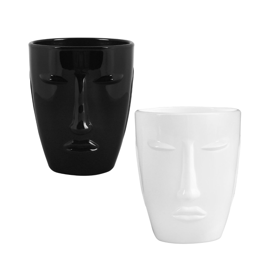 Imagem ilustrativa para Jogo de 2 copos em vidro 230ml A10cm preto e branco