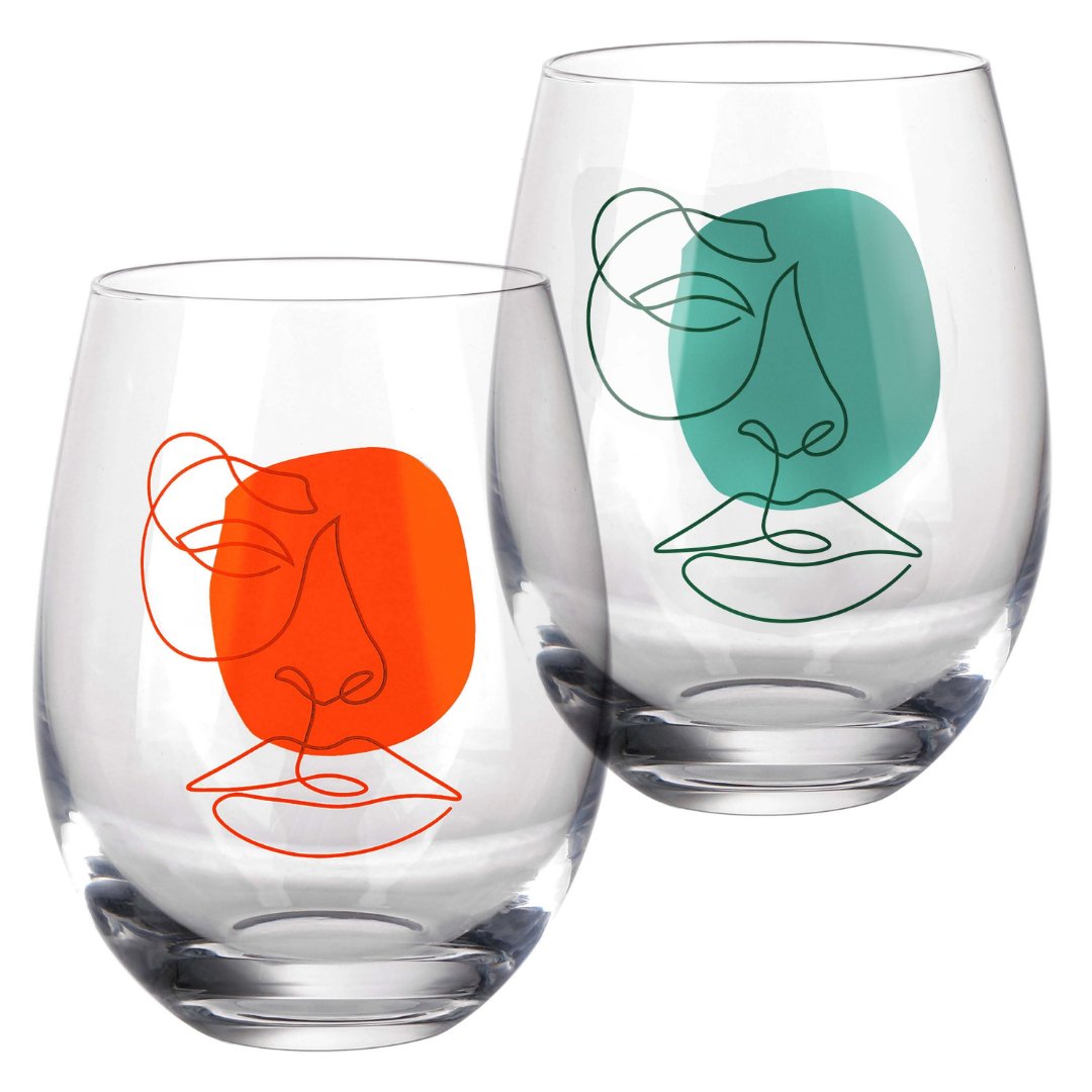 Imagem ilustrativa para Jogo de 2 copos em vidro 550ml A12cm laranja e verde