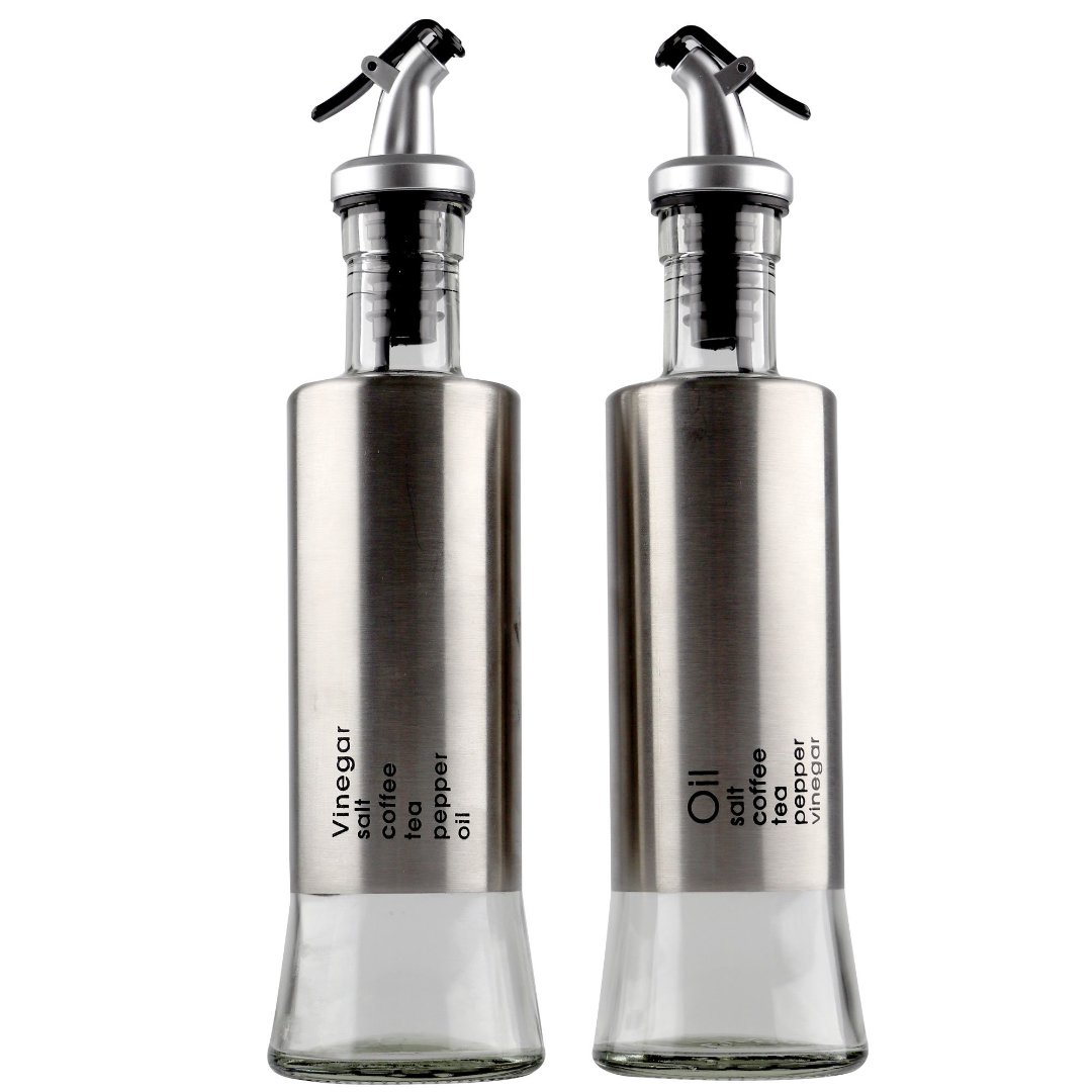 Imagem ilustrativa para Jogo de 2 galheteiros em aço inox 300ml 6,3xA25,3cm