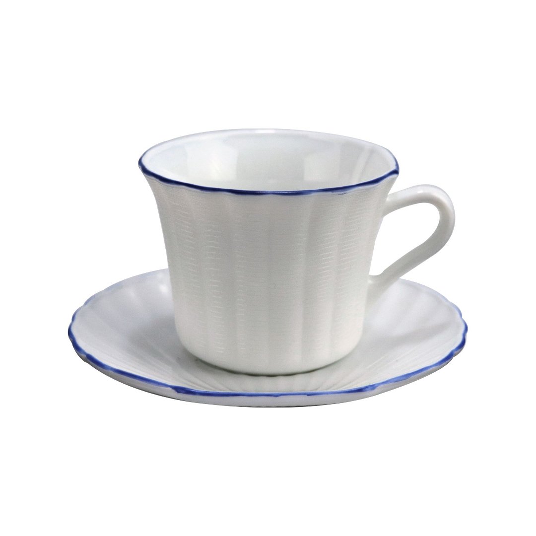 Fotografia para o produto Jogo de 2 peças para chá Tetis em vidro opalino com filado azul 200ml