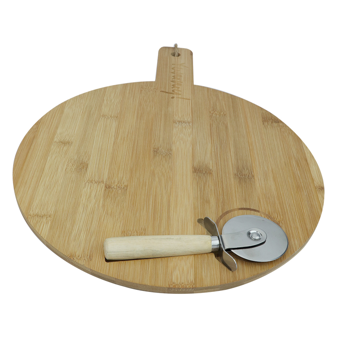 Fotografia para o produto Jogo de 2 peças para pizza em bambu 035xA2,5cm