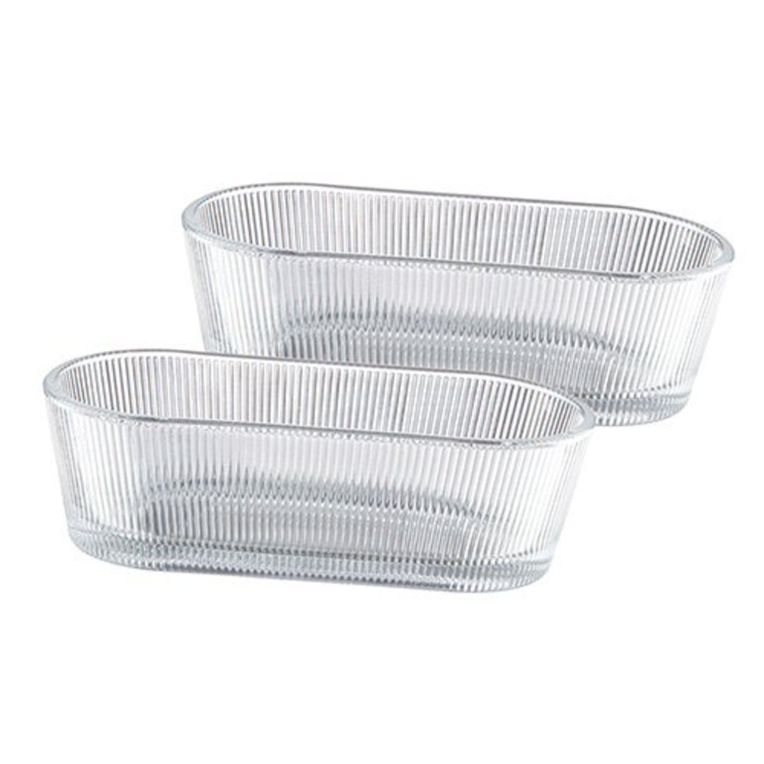 Imagem ilustrativa para Jogo de 2 petisqueiras ovais em cristal P7,5xL16,8xA5,1cm