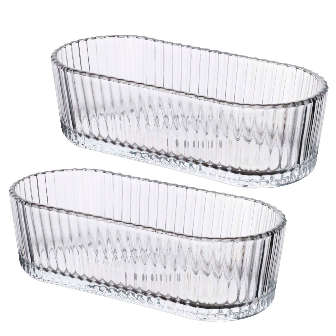 Imagem ilustrativa para Jogo de 2 petisqueiras ovais em vidro P7,6xL17xA5,1cm