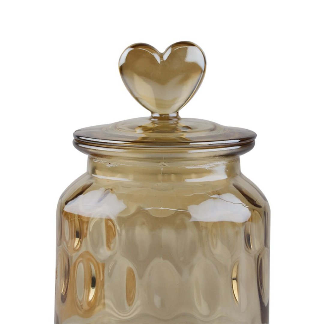 Fotografia para o produto Jogo de 2 porta mantimentos em vidro com tampa 650ml 011xA15cm cor âmbar