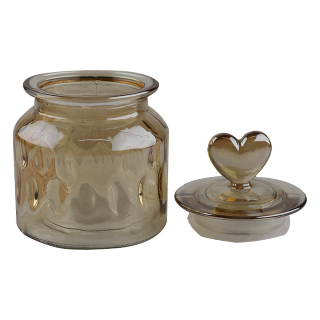 Fotografia para o produto Jogo de 2 porta mantimentos em vidro com tampa 650ml 011xA15cm cor âmbar