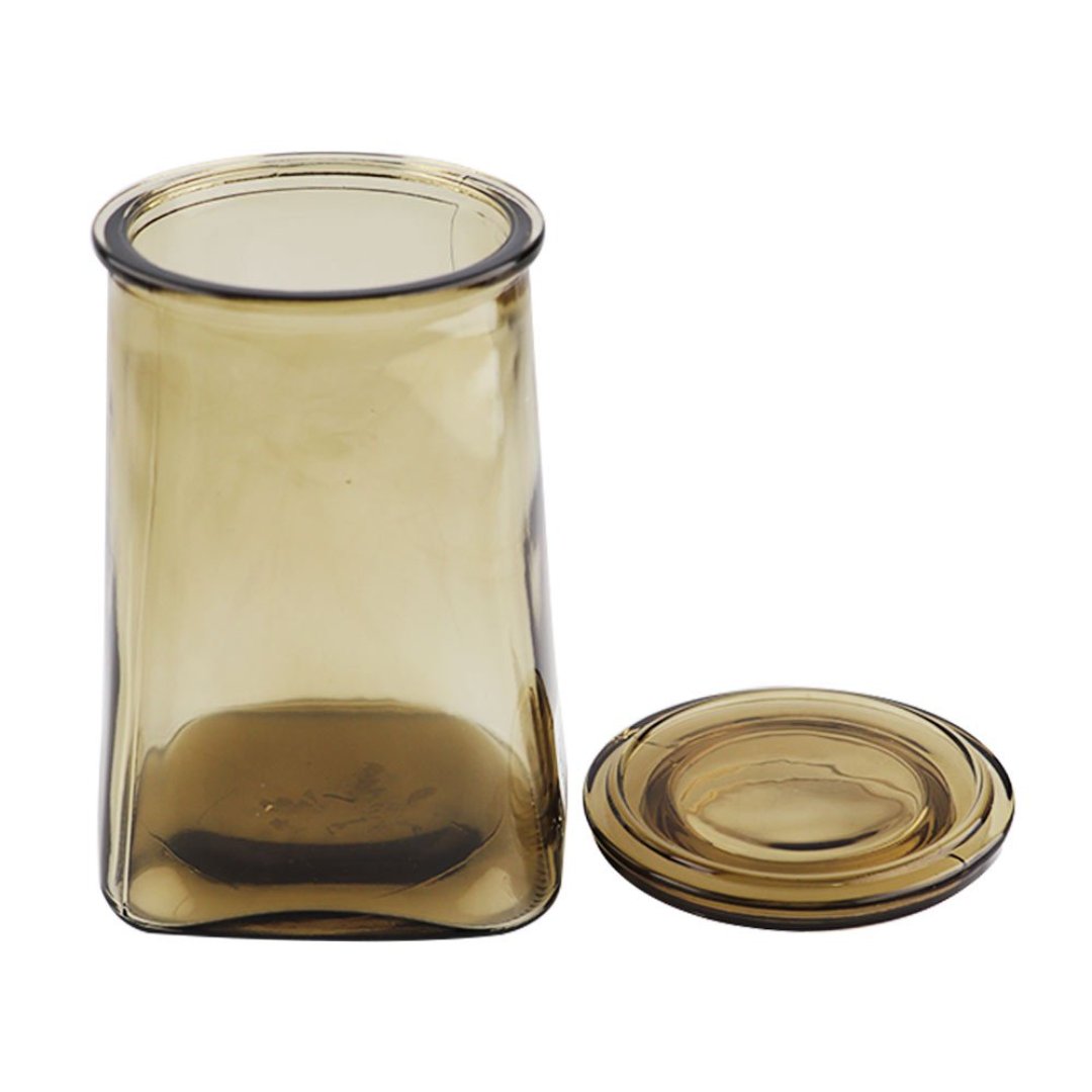 Fotografia para o produto Jogo de 2 porta mantimentos em vidro com tampa 900ml 09,5xA15,5cm cor âmbar