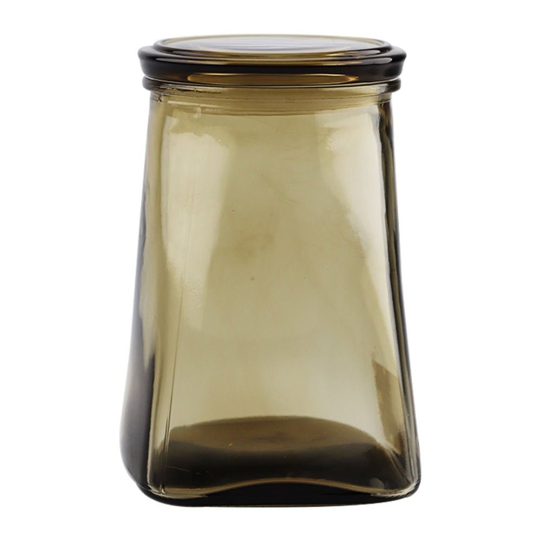 Fotografia para o produto Jogo de 2 porta mantimentos em vidro com tampa 900ml 09,5xA15,5cm cor âmbar