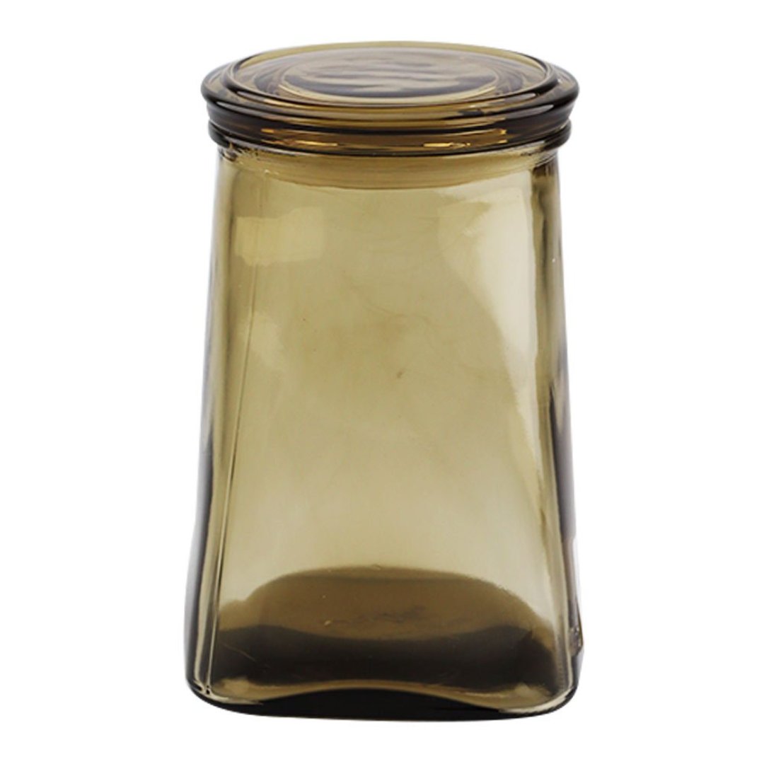 Fotografia para o produto Jogo de 2 porta mantimentos em vidro com tampa 900ml 09,5xA15,5cm cor âmbar