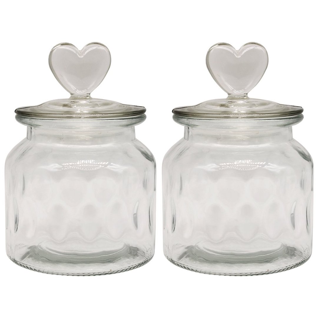 Fotografia para o produto Jogo de 2 porta mantimentos em vidro com tampa 650ml 011xA15cm