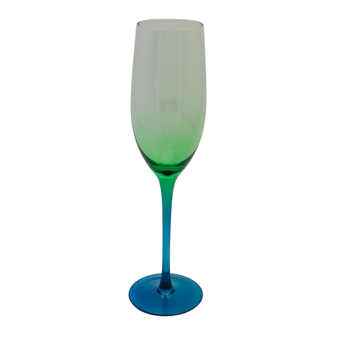 Imagem ilustrativa para Jogo de 2 taças para champanhe em vidro 200ml A25cm verde degradê