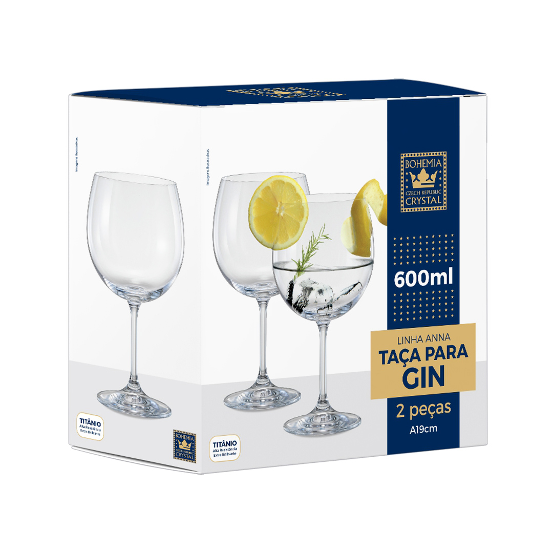 Fotografia para o produto Jogo de 2 taças para gin tônica em cristal ecológico 600ml A19cm