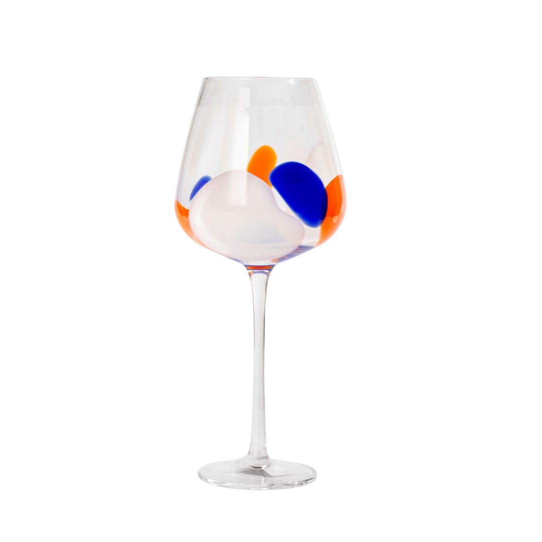 Imagem ilustrativa para Jogo de 2 taças para vinho em vidro 500ml A23,5cm laranja/azul/branco