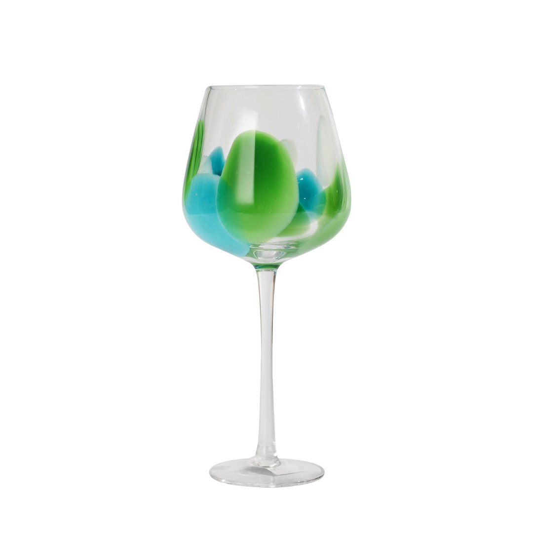 Fotografia para o produto Jogo de 2 taças para vinho em vidro 500ml A23,5cm verde/azul/branco