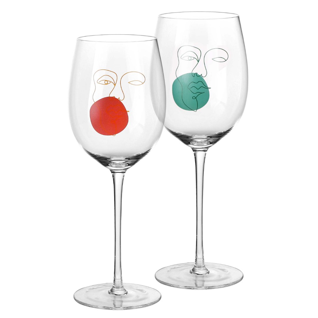 Imagem ilustrativa para Jogo de 2 taças para vinho em vidro 560ml A24,3cm laranja e verde