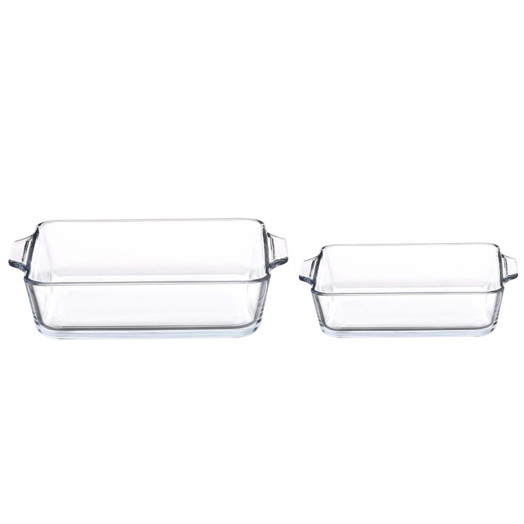 Imagem ilustrativa para Jogo 2 travessas quadradas em vidro borossilicato com alça P12,9xL15xA4cm/P16,3xL19,2xA4,5cm