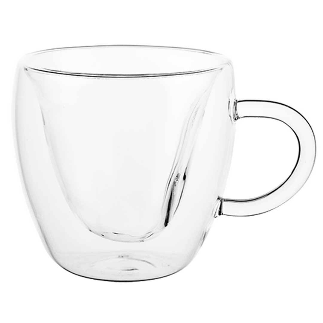 Fotografia para o produto Jogo de 2 xícaras coração parede dupla em vidro borossilicato 230ml Fotografia para o produto Jogo de 2 xícaras coração parede dupla em vidro borossilicato 230ml