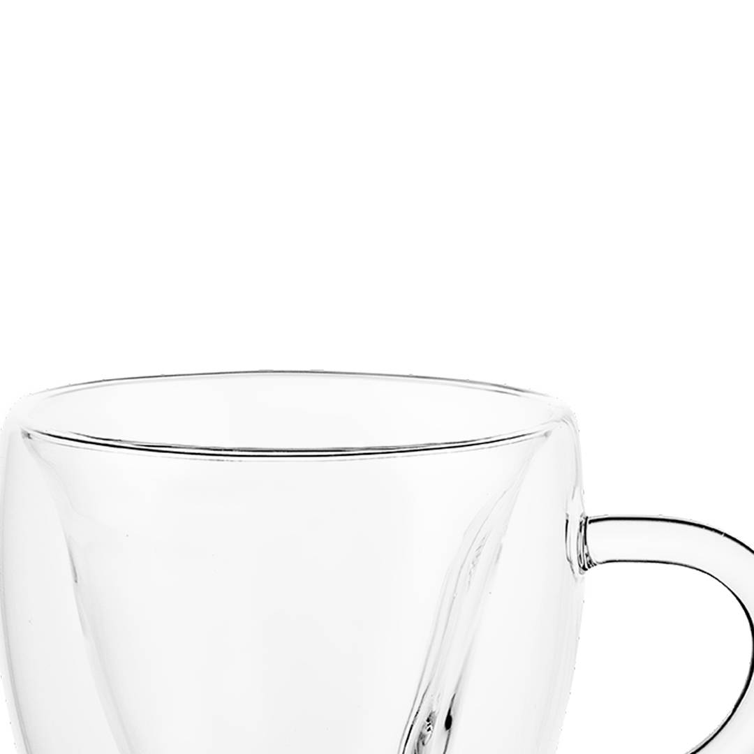 Fotografia para o produto Jogo de 2 xícaras coração parede dupla em vidro borossilicato 230ml