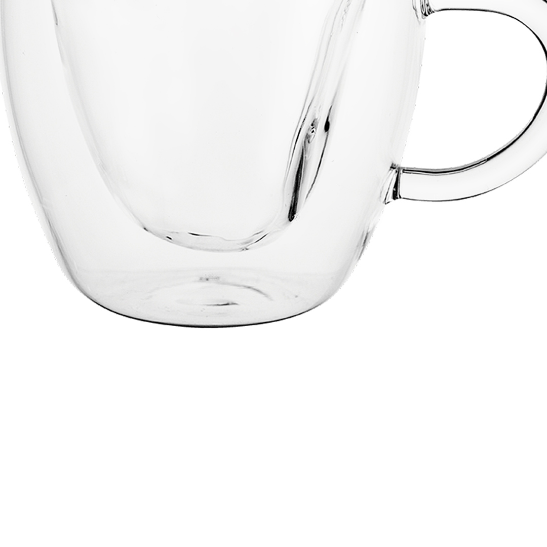 Fotografia para o produto Jogo de 2 xícaras coração parede dupla em vidro borossilicato 230ml