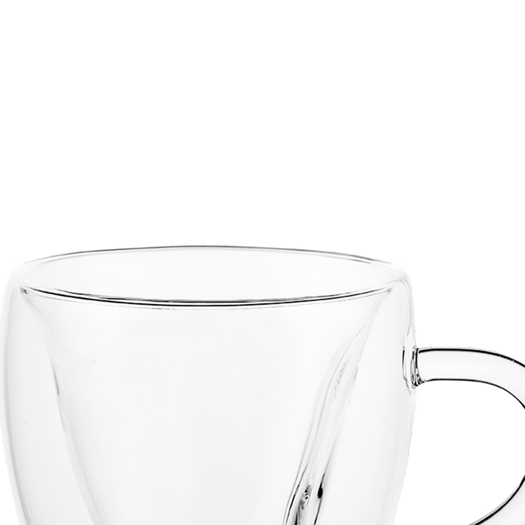 Fotografia para o produto Jogo de 2 xícaras coração parede dupla em vidro borossilicato 80ml