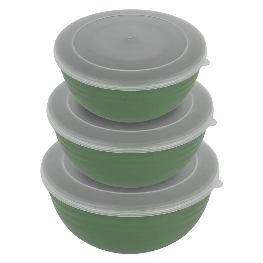 Imagem ilustrativa para Jogo de 3 bowls em fibra de trigo e polipropileno 350ml/ 600ml/ 800ml verde