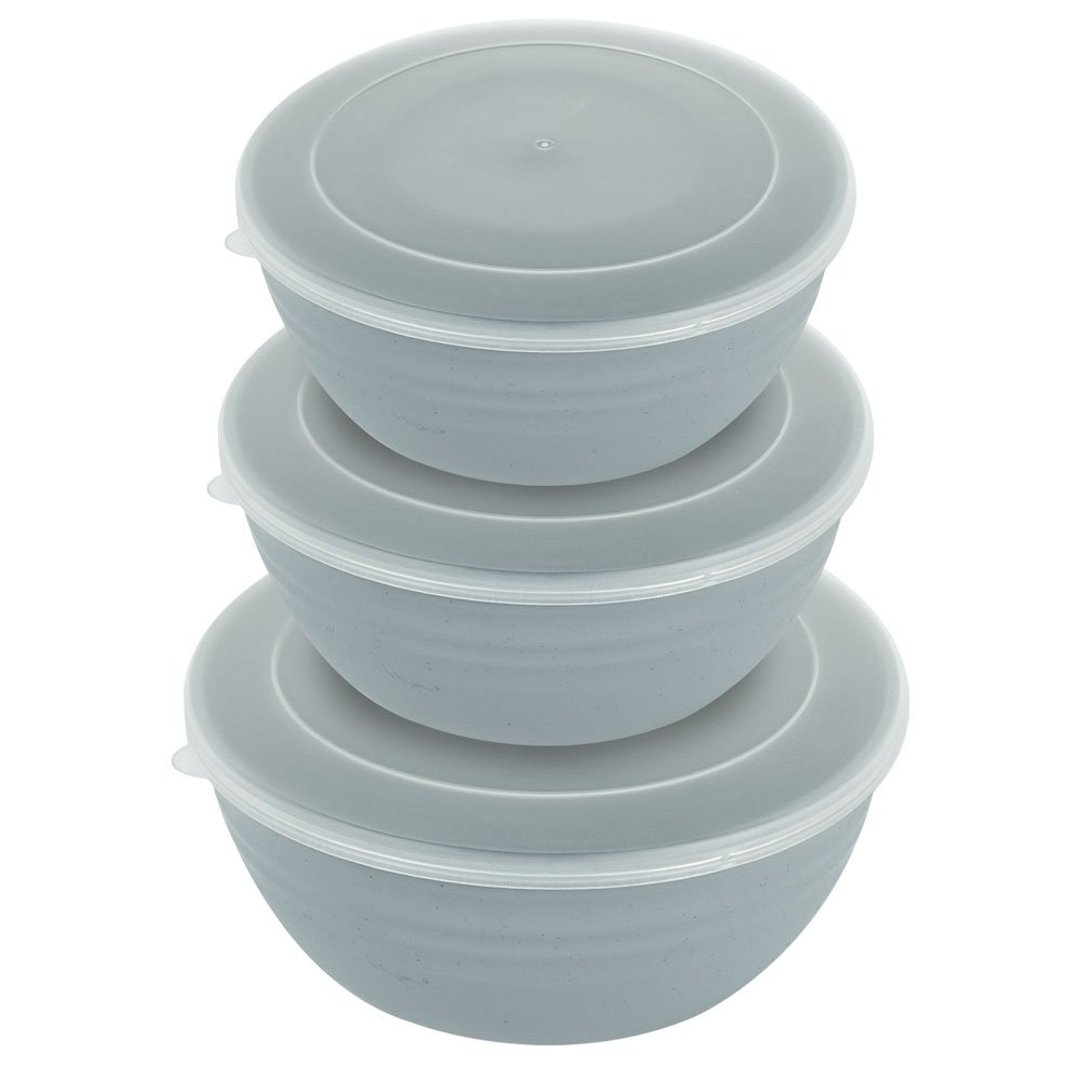 Imagem ilustrativa para Jogo de 3 bowls em fibra de trigo e polipropileno 350ml/ 600ml/ 800ml cinza