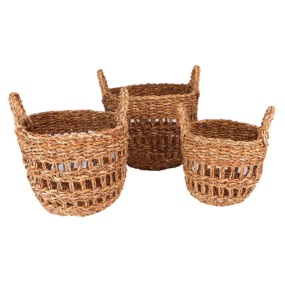 Fotografia para o produto Jogo de 3 cestas redondas com alça em fibra natural 033xA25cm 028xA23cm 023xA19cm Fotografia para o produto Jogo de 3 cestas redondas com alça em fibra natural 033xA25cm 028xA23cm 023xA19cm