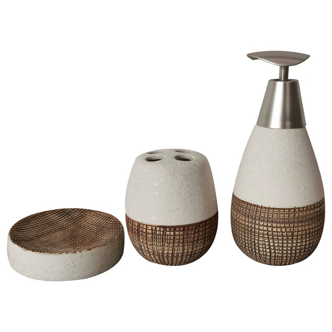 Fotografia para o produto Jogo de 3 peças para banheiro Toilet em ceramica 400ml cor bege