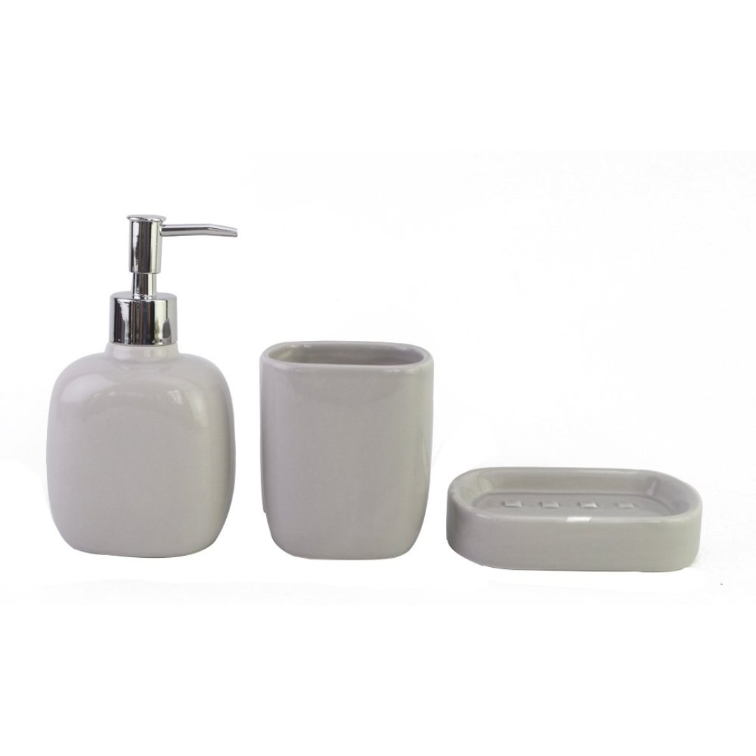 Imagem ilustrativa para Jogo de 3 peças para banheiro em dolomita 280ml cor cinza