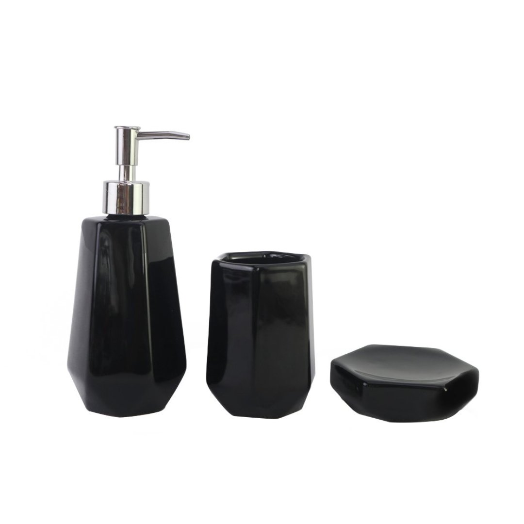 Fotografia para o produto Jogo de 3 peças para banheiro Toilet em dolomita 320ml cor preta